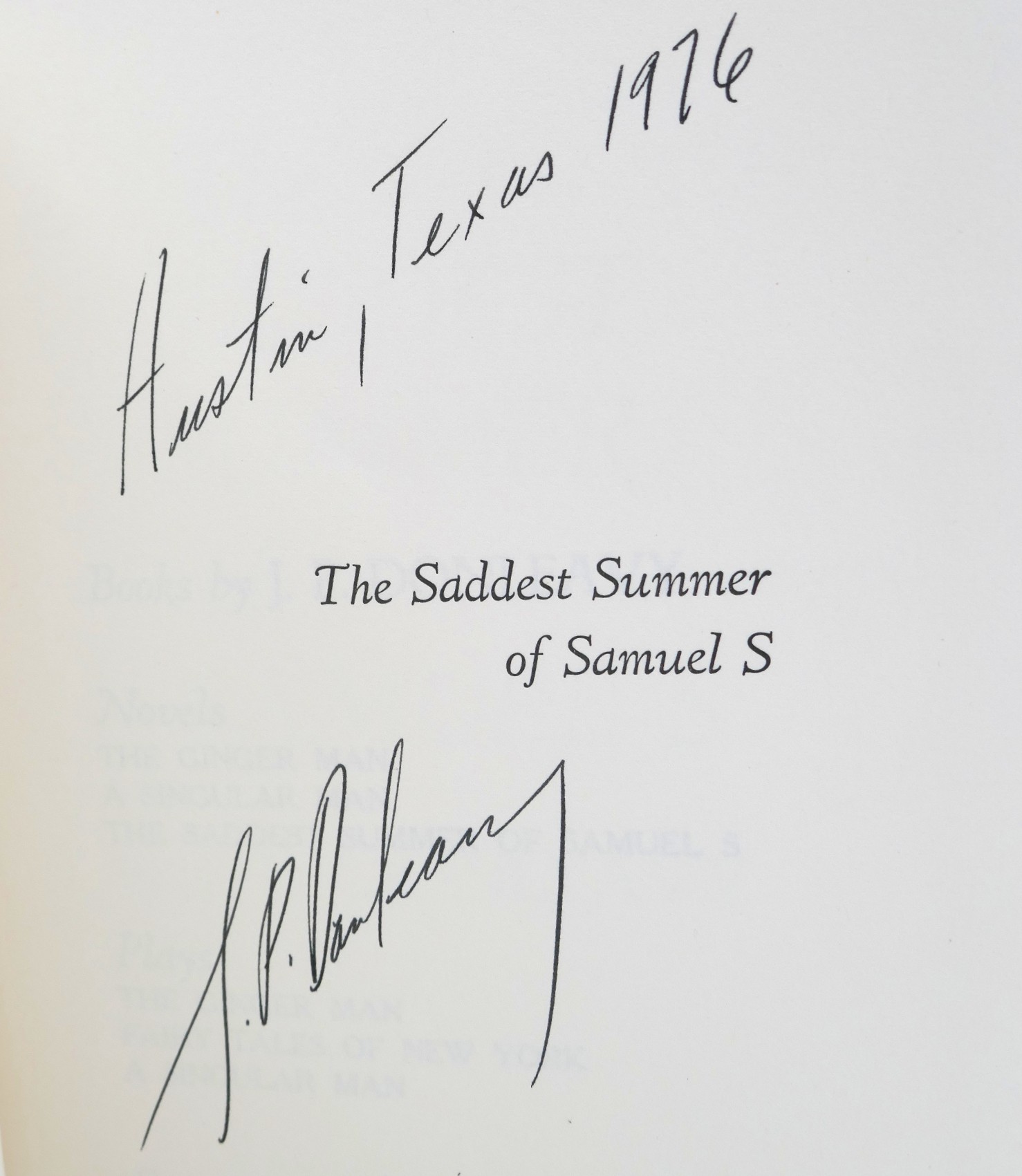 The Saddest Summer of Samuel S. Signed by the Author (1966) - Image 2