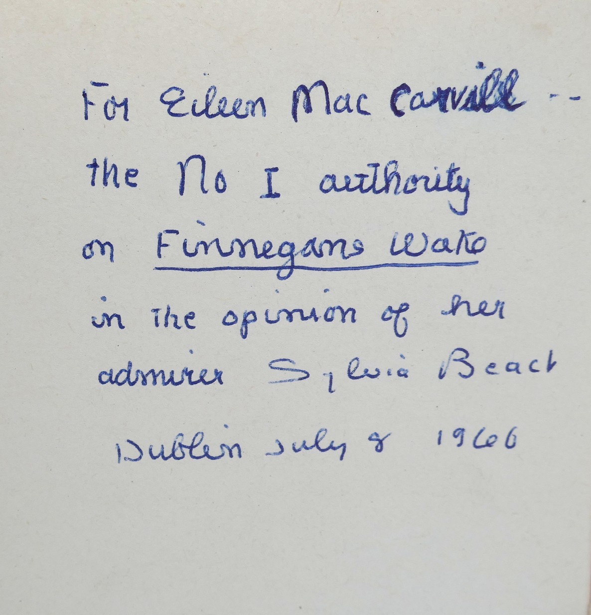 Finnegans Wake. Inscribed by Sylvia Beach Dublin 1960 - Image 3