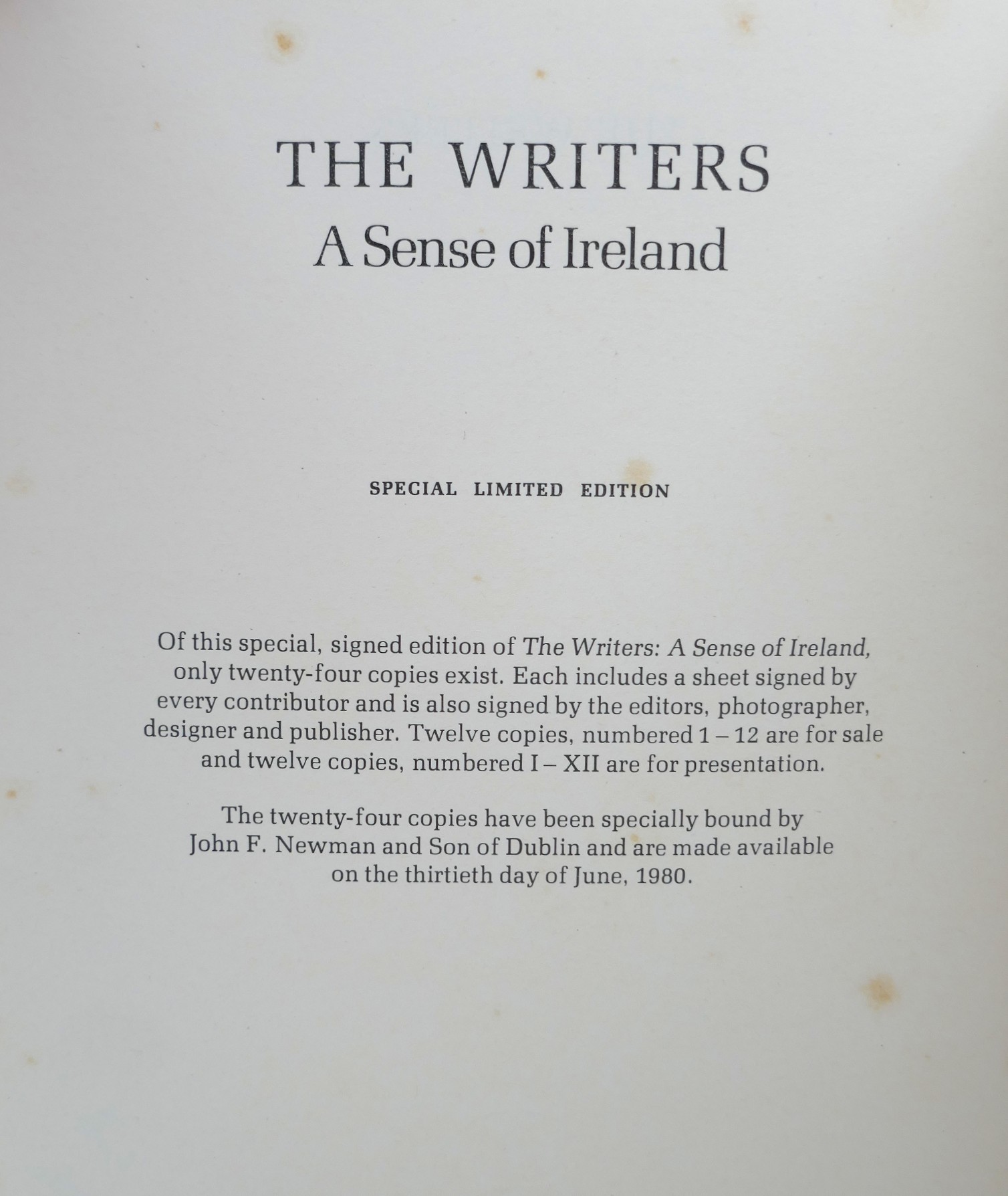 The Writers. A Sense of Ireland. Special Limited Edition (1980) - Image 3