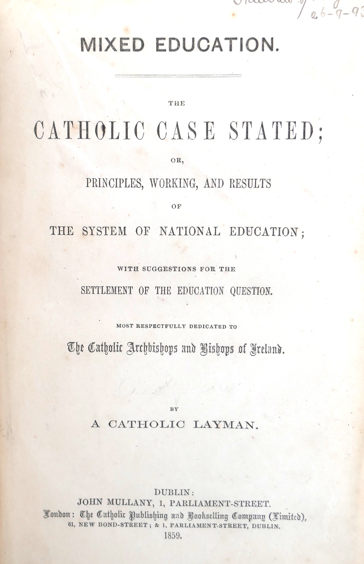 The Catholic Case Stated - System of National Education (1859) - Image 2