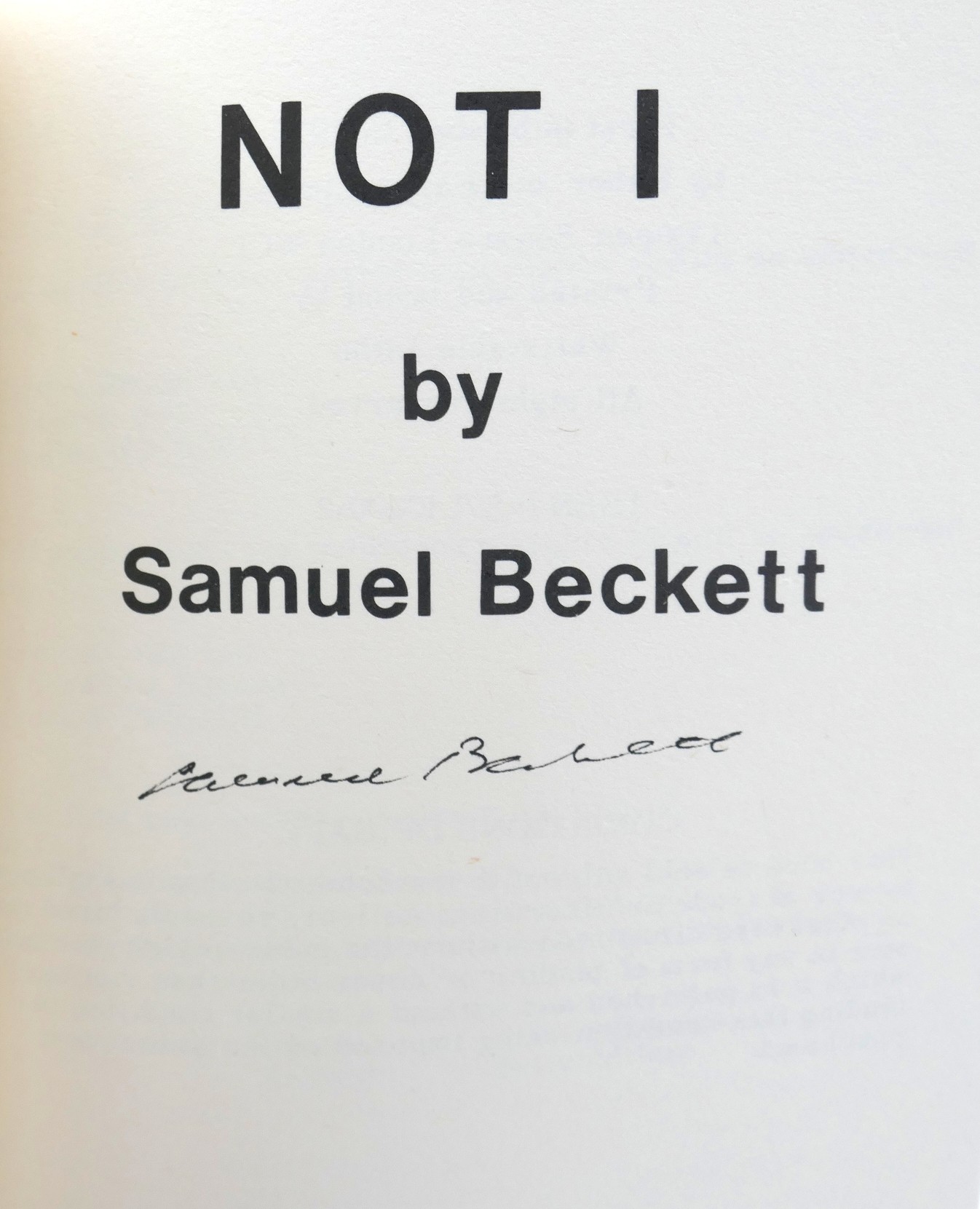 Not I. Signed by the Author (1973) - Image 2