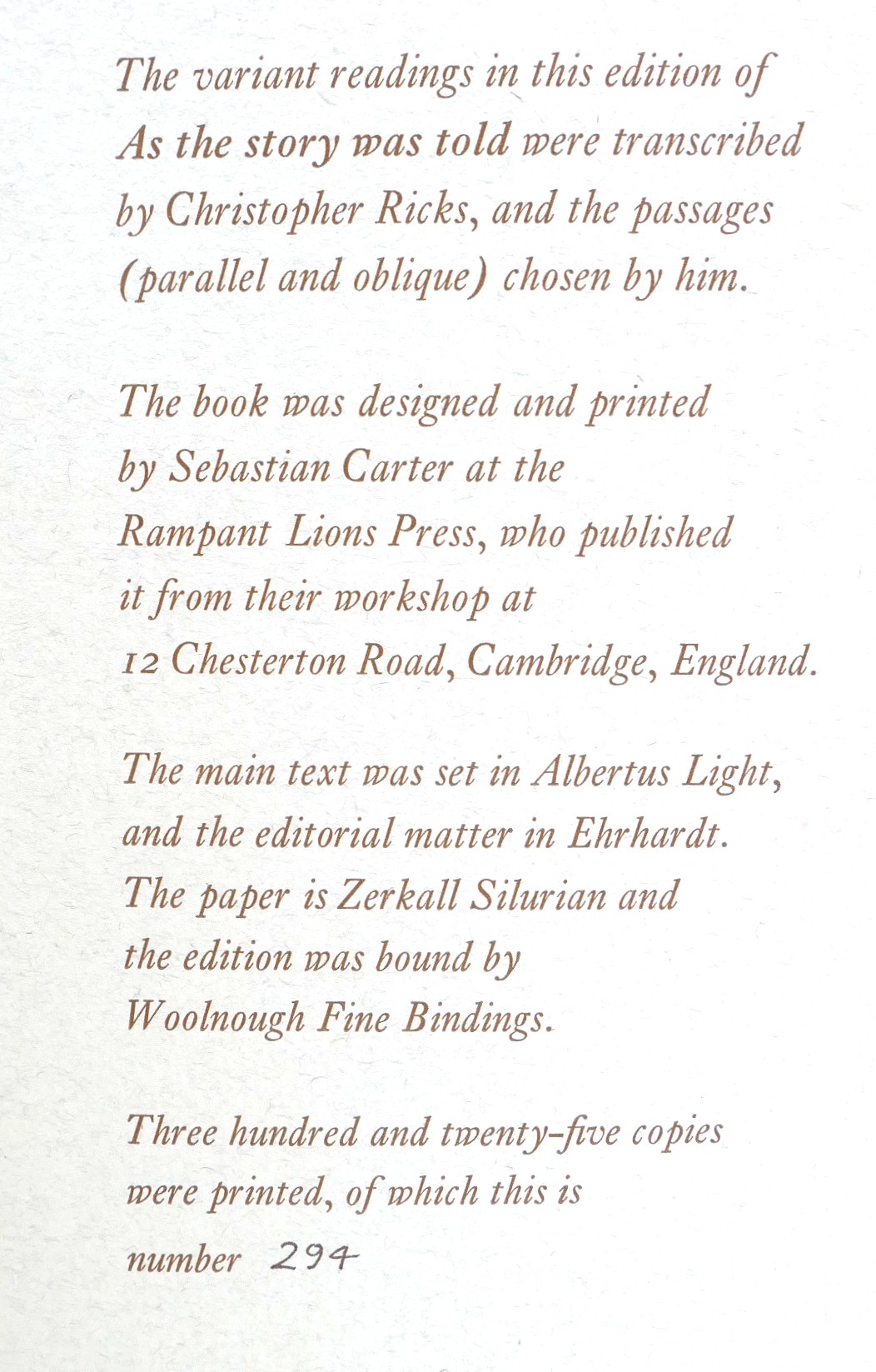 As the Story was Told. Limited Edition (1987) - Image 4